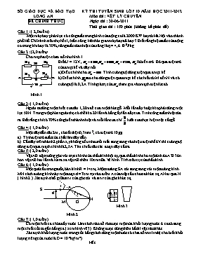 Đề tuyển sinh và lớp 10 THPT chuyên Vật lí - Năm học 2011-2012 - Sở GD & ĐT Long An